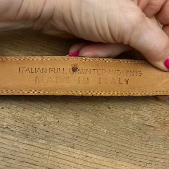 Men’s Leather Belt Italian Full Grain Top & Lining Brass Buckle Size 40 Black - Picture 4 of 7